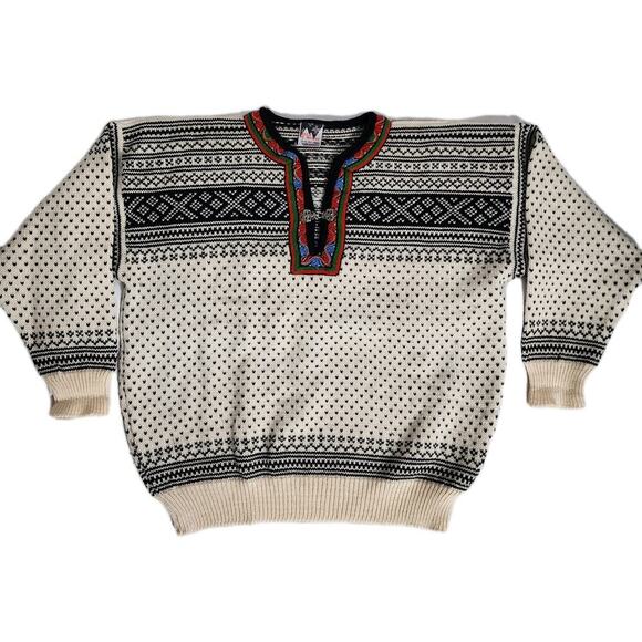 Vintage Dale Of Norway Wool Knit Crewneck Sweater Size XL Fair Isle - Picture 1 of 7